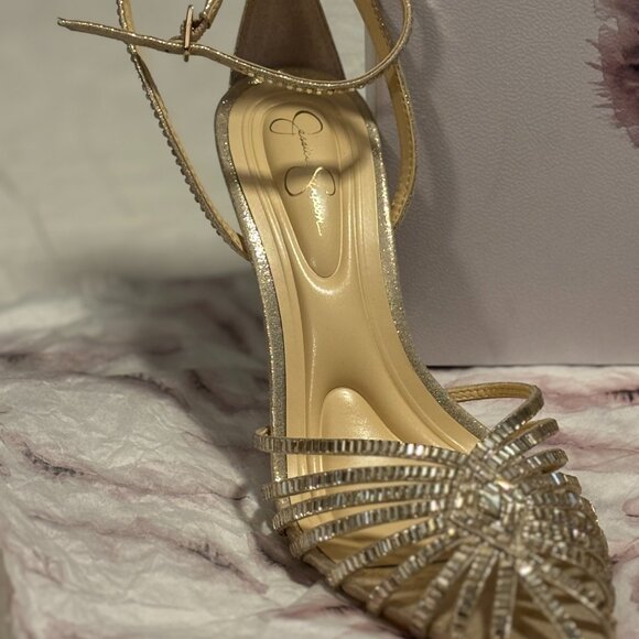Jessica Simpson JS-Paveri2 Champagne Rhinestone Heels Size 8M NWT Unworn - Picture 6 of 15